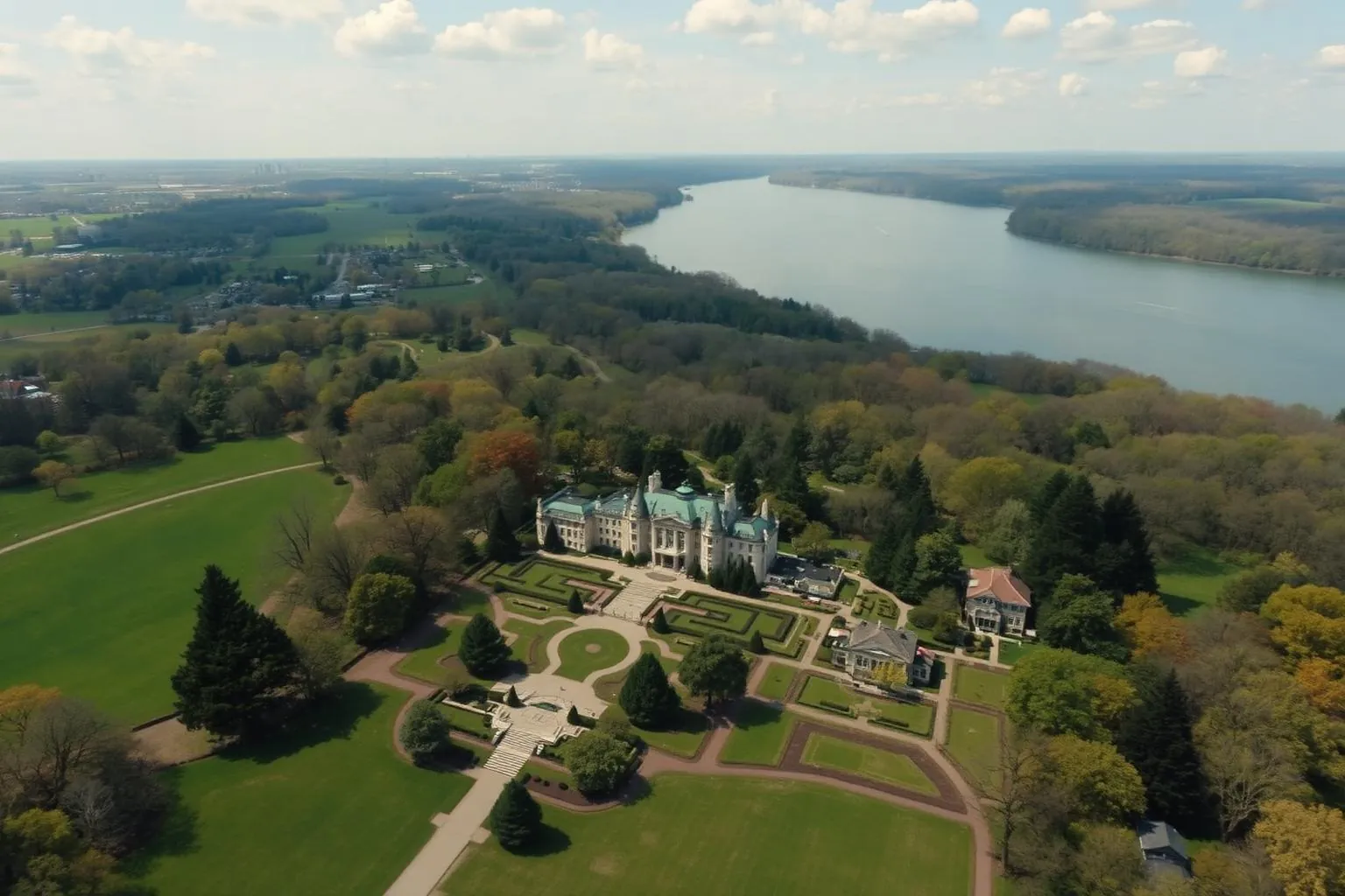 Aerial drone view of Hyde Park in Dutchess County — Hudson Valley digital marketing and local SEO service area